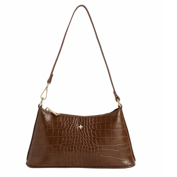 Peta & Jain Handbags - Peta & Jain Dani Croc Shoulder Bag in Chocolate